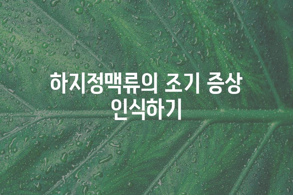 하지정맥류의 조기 증상 인식하기