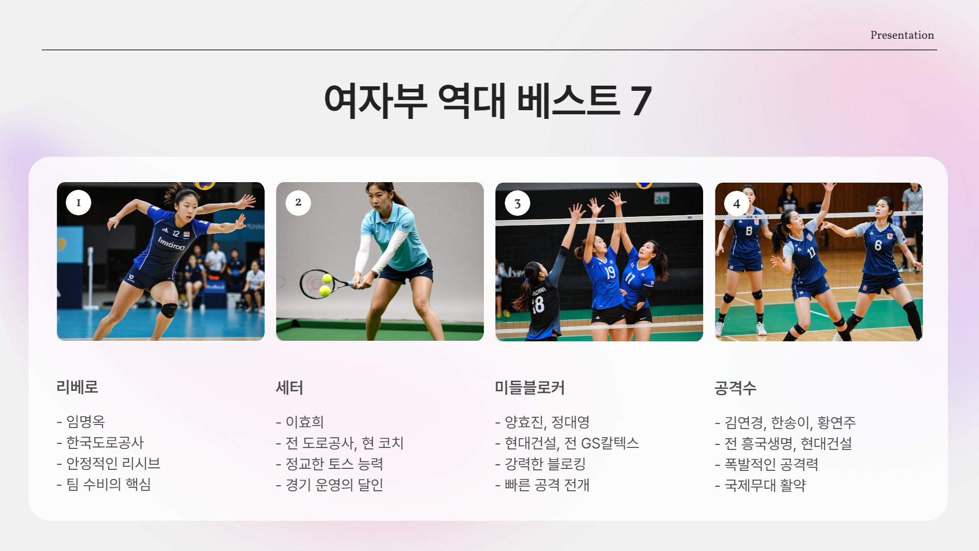 🔥 역대 베스트 7 (여자부)