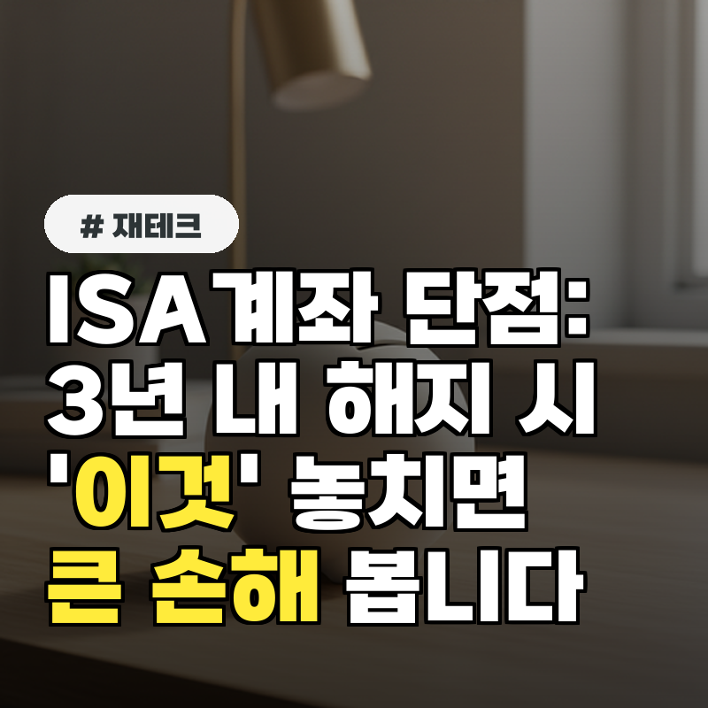 ISA계좌 단점 3년 전 해지 시 '이것' 놓치면 큰 손해