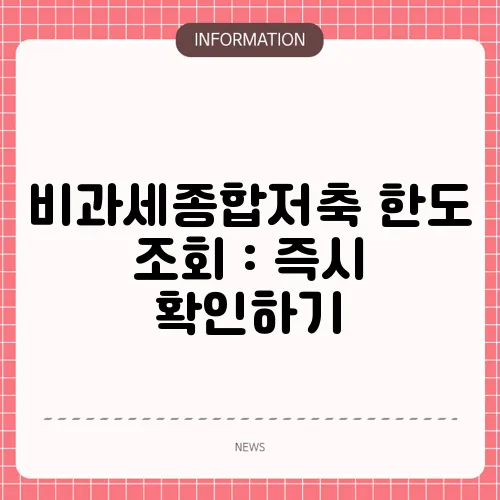 비과세종합저축 한도 조회 : 즉시 확인하기