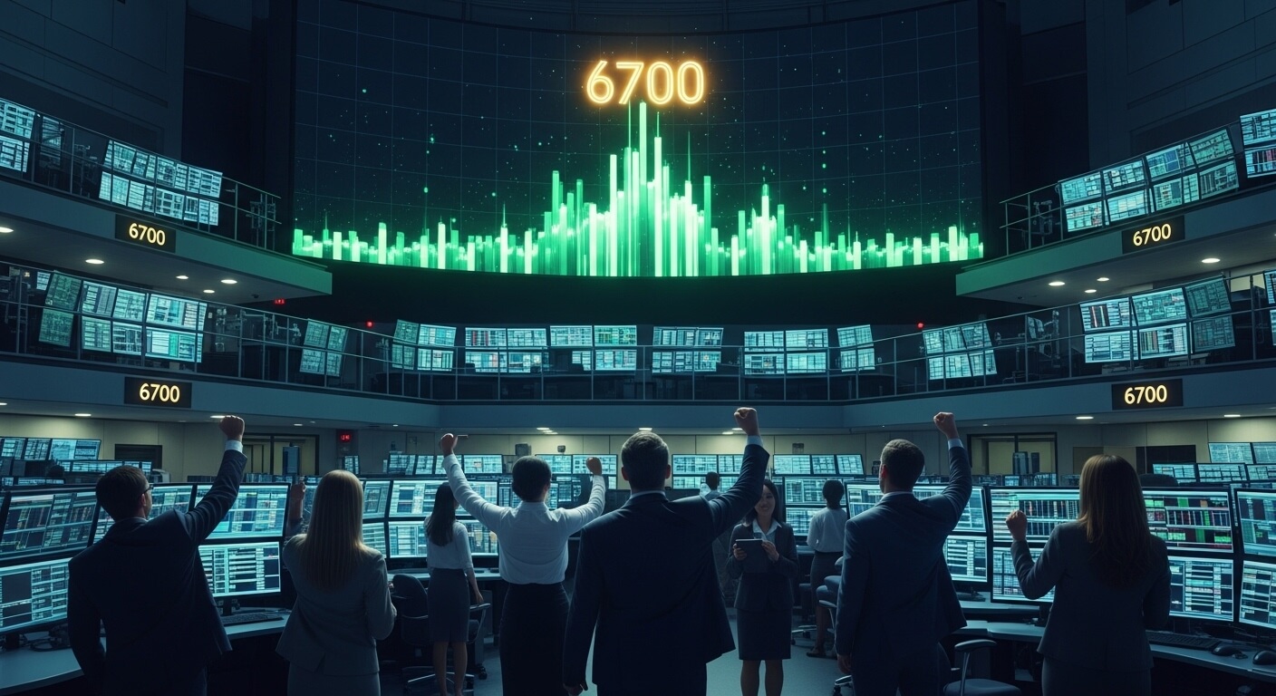 2026년 코스피 6700 돌파를 상징하는 주식 시장 상승세와 성공적인 투자 전략 이미지