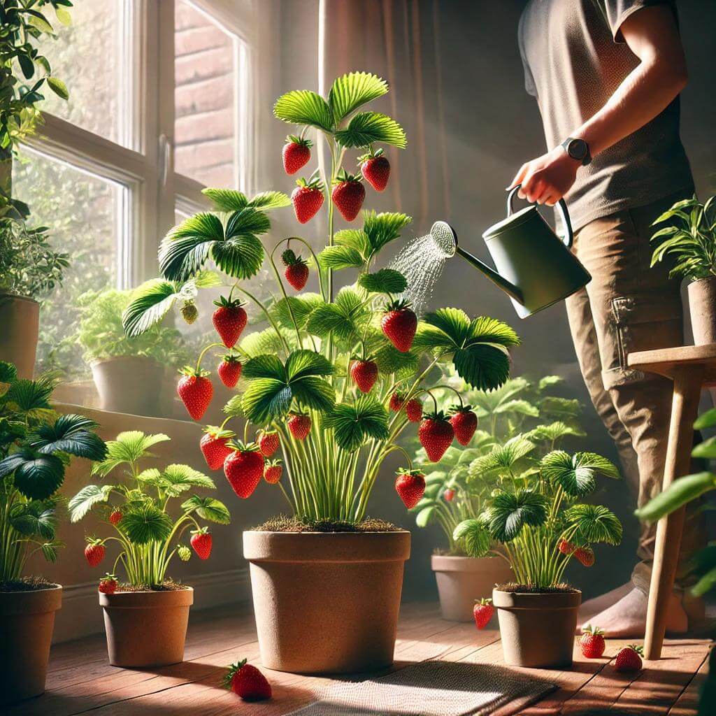 실내에서-딸기-재배하는-이미지