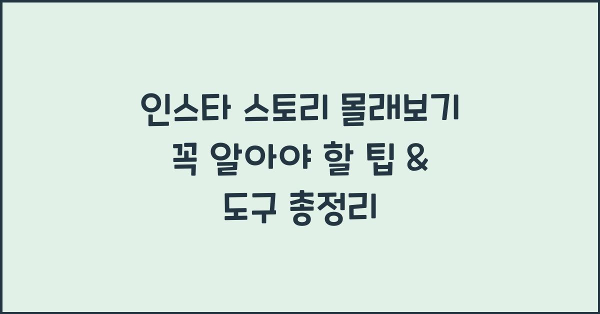 인스타 스토리 몰래보기