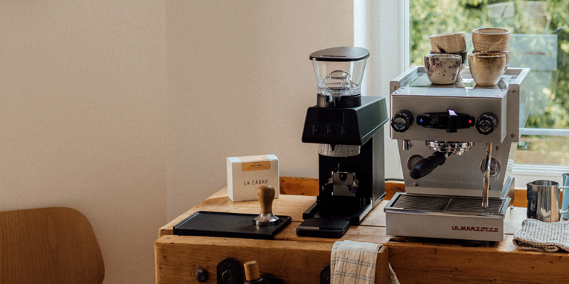 la marzocco home cafe espresso machine and grinders image