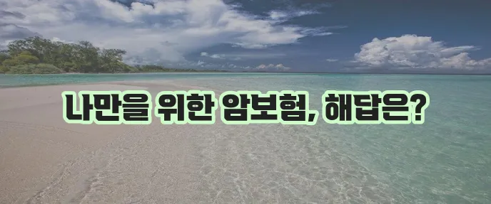 메리츠화재 암보험: 맞춤화된 보장 플랜 구성하기