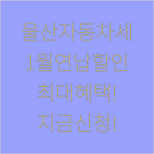 울산 자동차세 1월 연납 할인율 및 ..