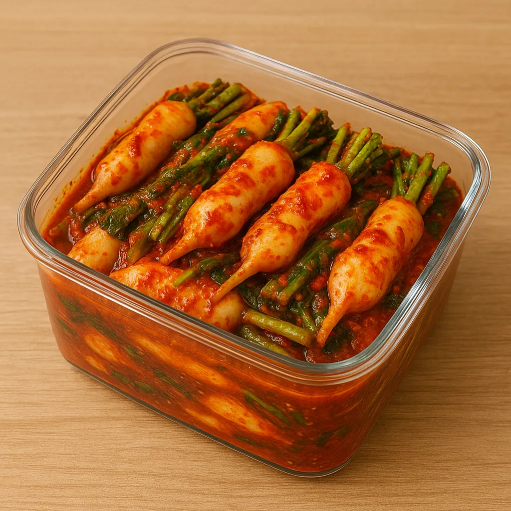 유리 반찬통에 담긴 깔끔한 총각김치