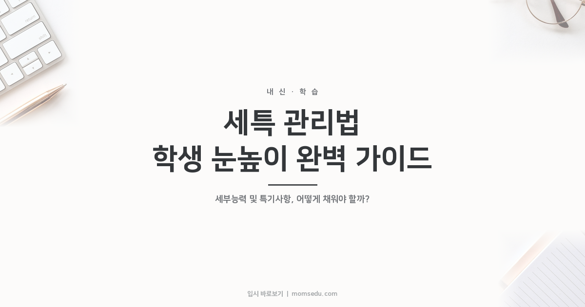 세특 관리법 학생 눈높이 완벽 가이드