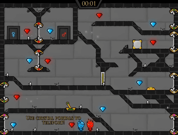 물과-불 -2인용-게임하기-크리스탈템플-시작-화면