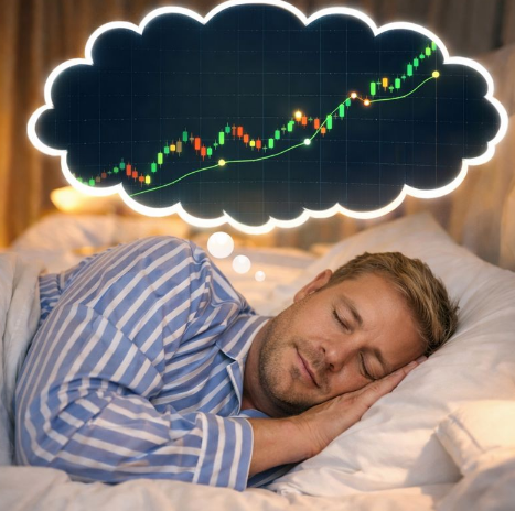 잠을 자면서 돈을 벌고 있는 사진