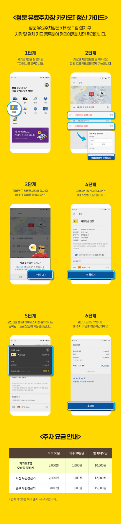 카카오T 정산가이드(사진: 에버랜드 공홈)