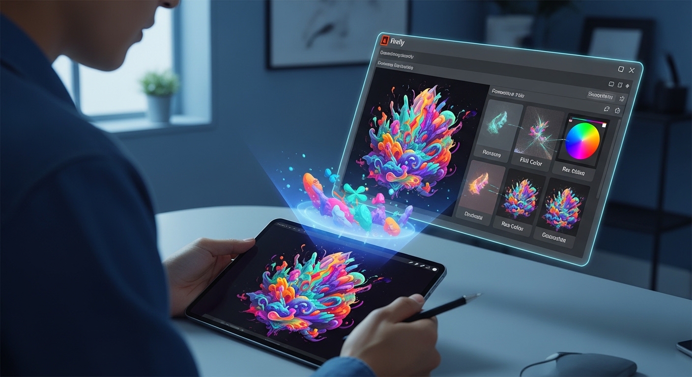 Adobe Firefly의 강력한 생성형 이미지 기능을 활용해 독창적인 비주얼 콘텐츠를 만드는 디지털 아티스트.