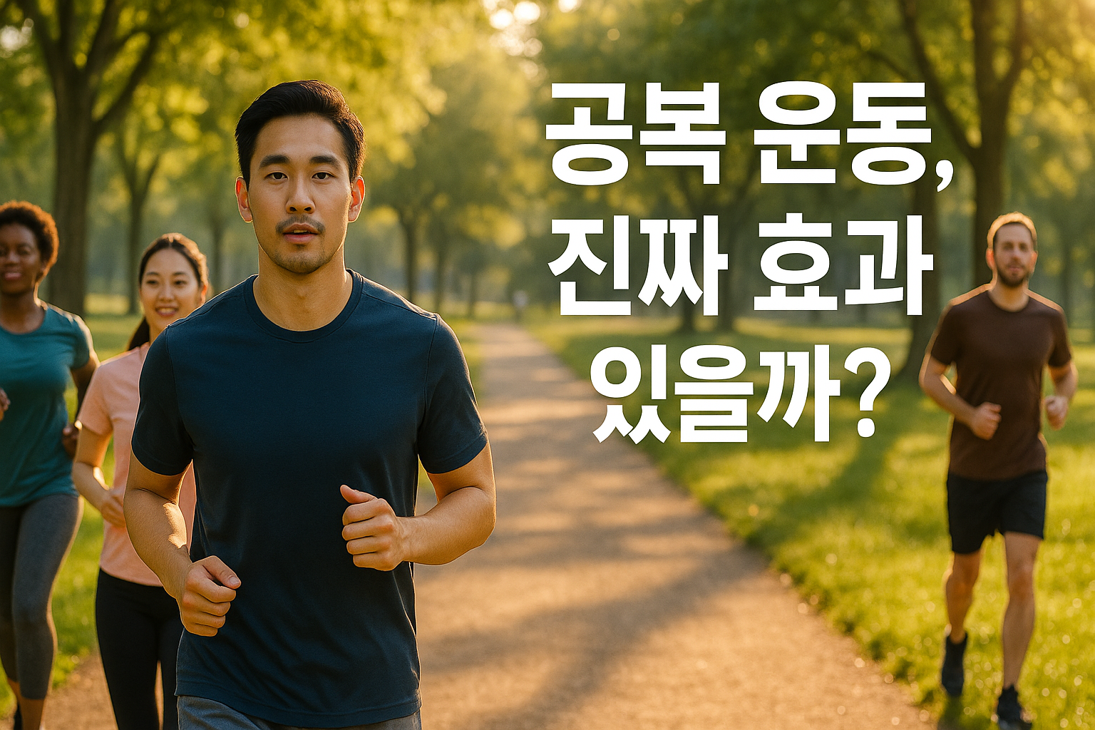 공원에서 운동중인 사람들