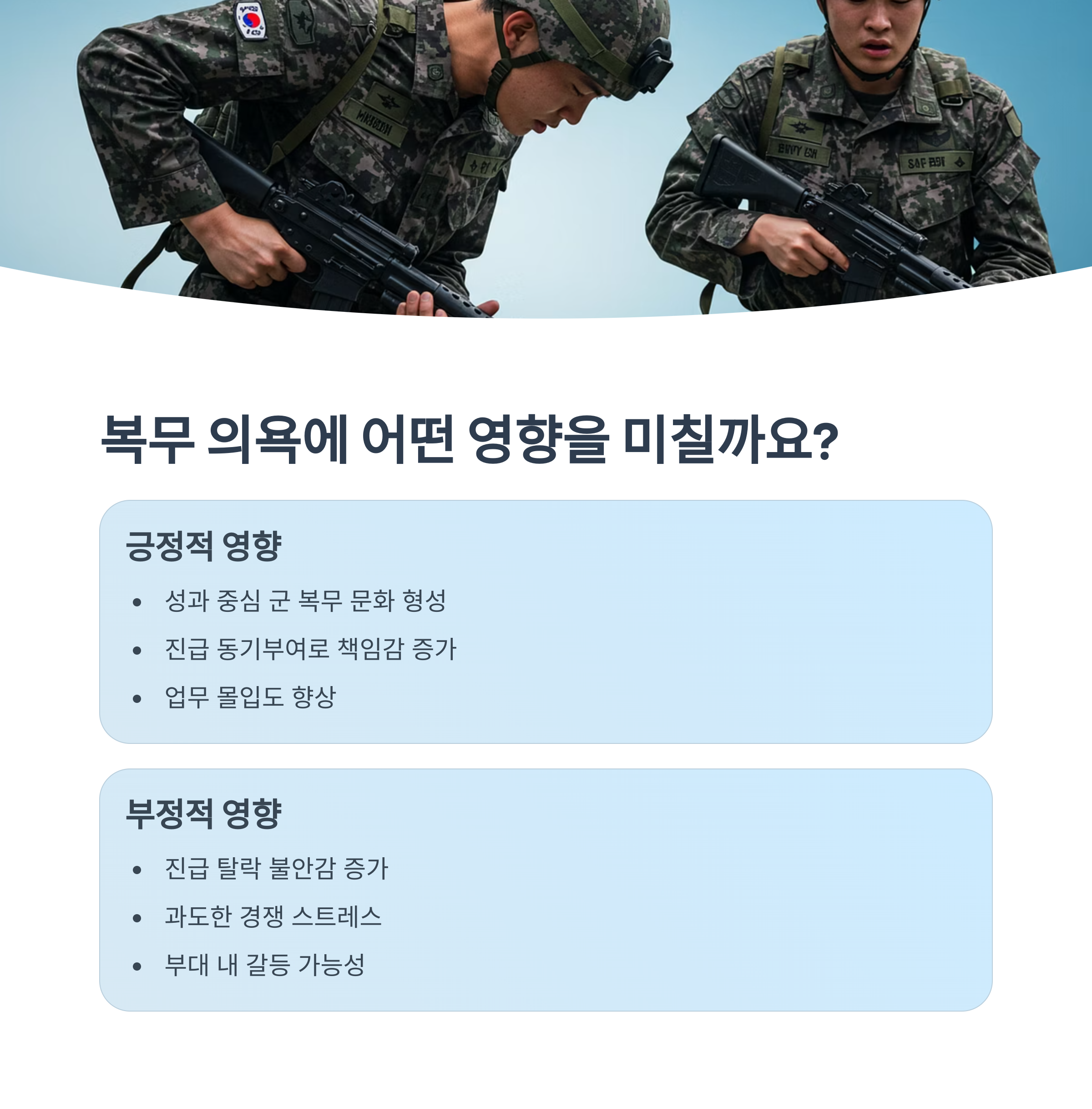 병사 복무 의욕에 미치는 영향