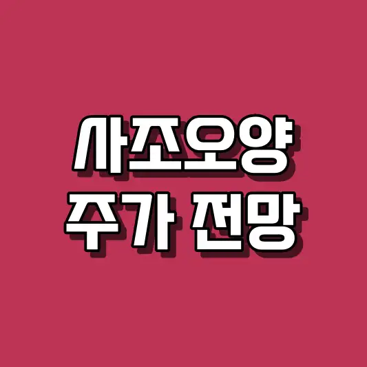 사조오양 주가 전망