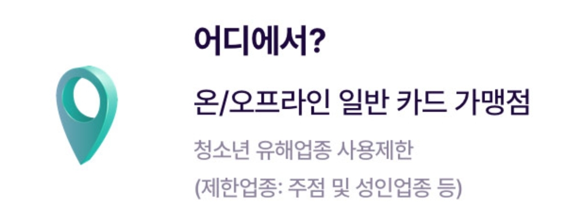아이부자카드 카드 주요기능 유해업종 제한