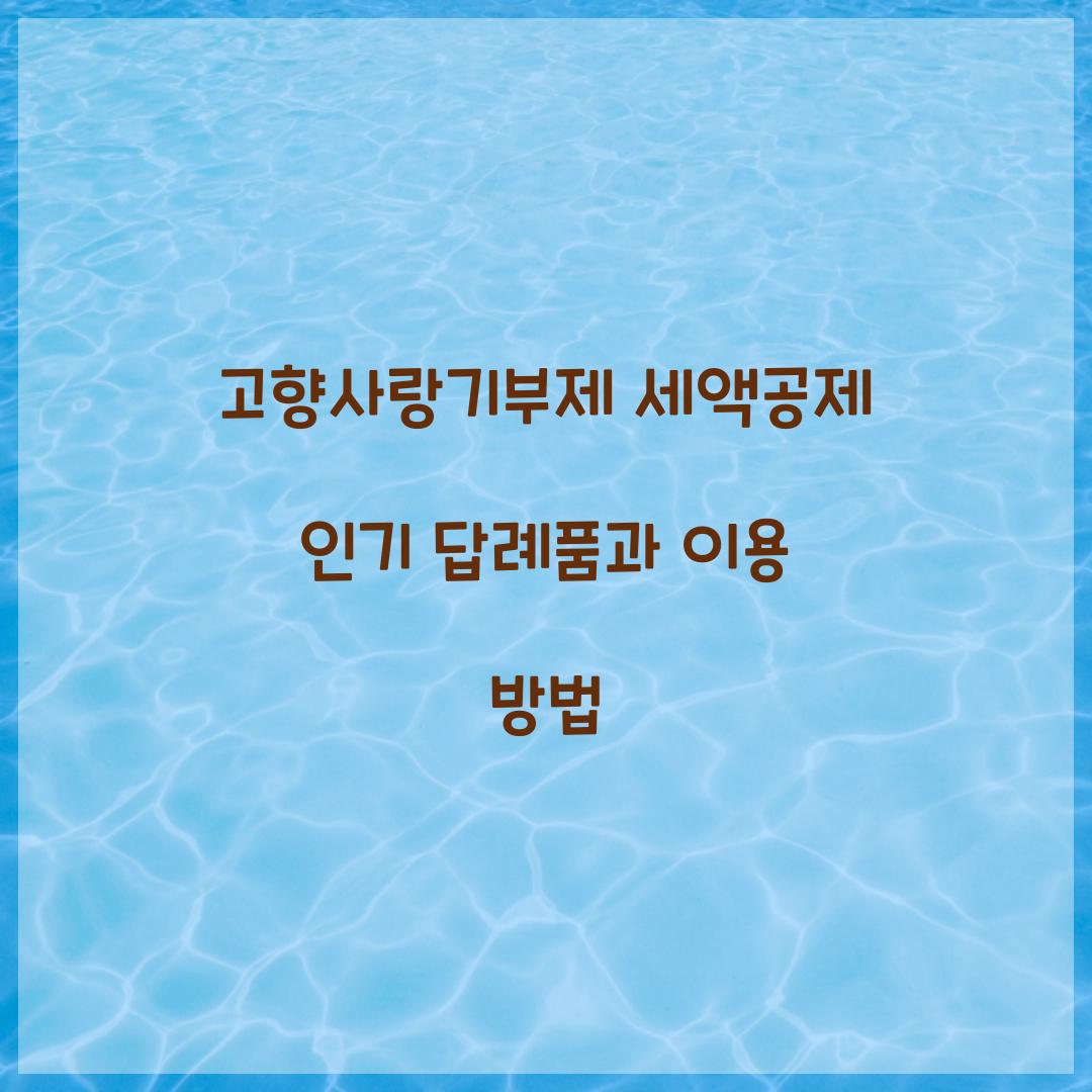 고향사랑기부제 세액공제