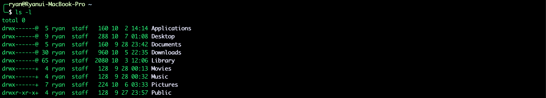 ls -l