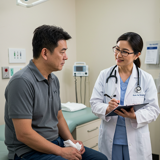 의사와 상담하는 환자