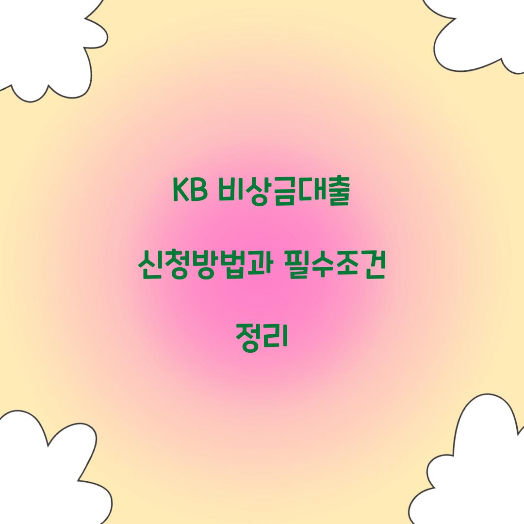 KB 비상금대출 신청방법