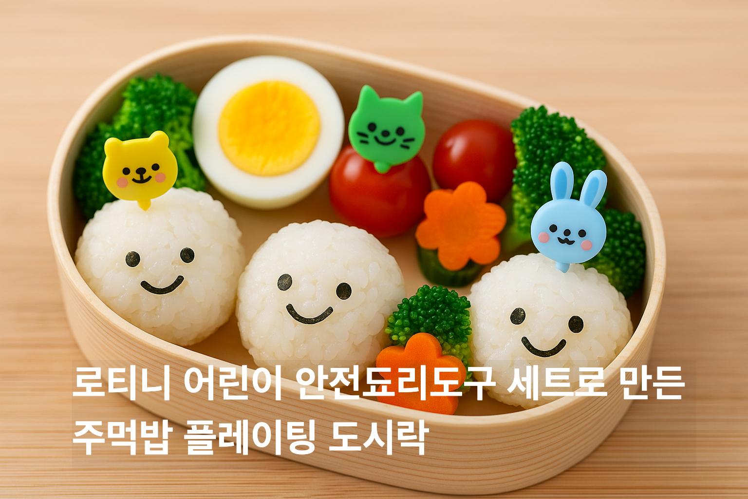 로티니 어린이 안전됴리도구 세트로 만든 주먹밥 플레이팅 도시락