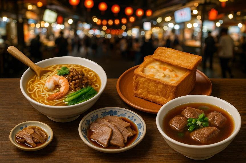 타이난 화원야시장의 다양한 대만 먹거리 관련 이미지