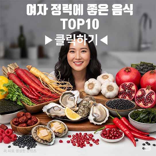 여자 정력에 좋은 음식 TOP 10 (주변에서 쉽게 구하는 건강한 선택)