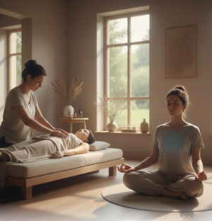 수기요법과 명상·호흡요법의 결합