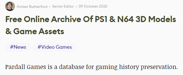 PS1·N64·Sega Saturn의 3D 모델을 직접 살펴보는 무료 게임 아카이브