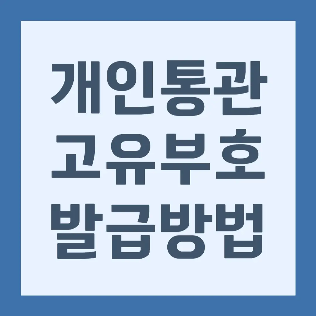 개인통관고유부호 발급, 재발급, 조회 방법