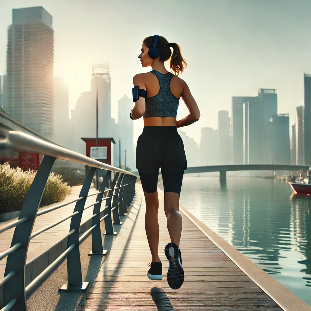 공원을 걷고있는 여성