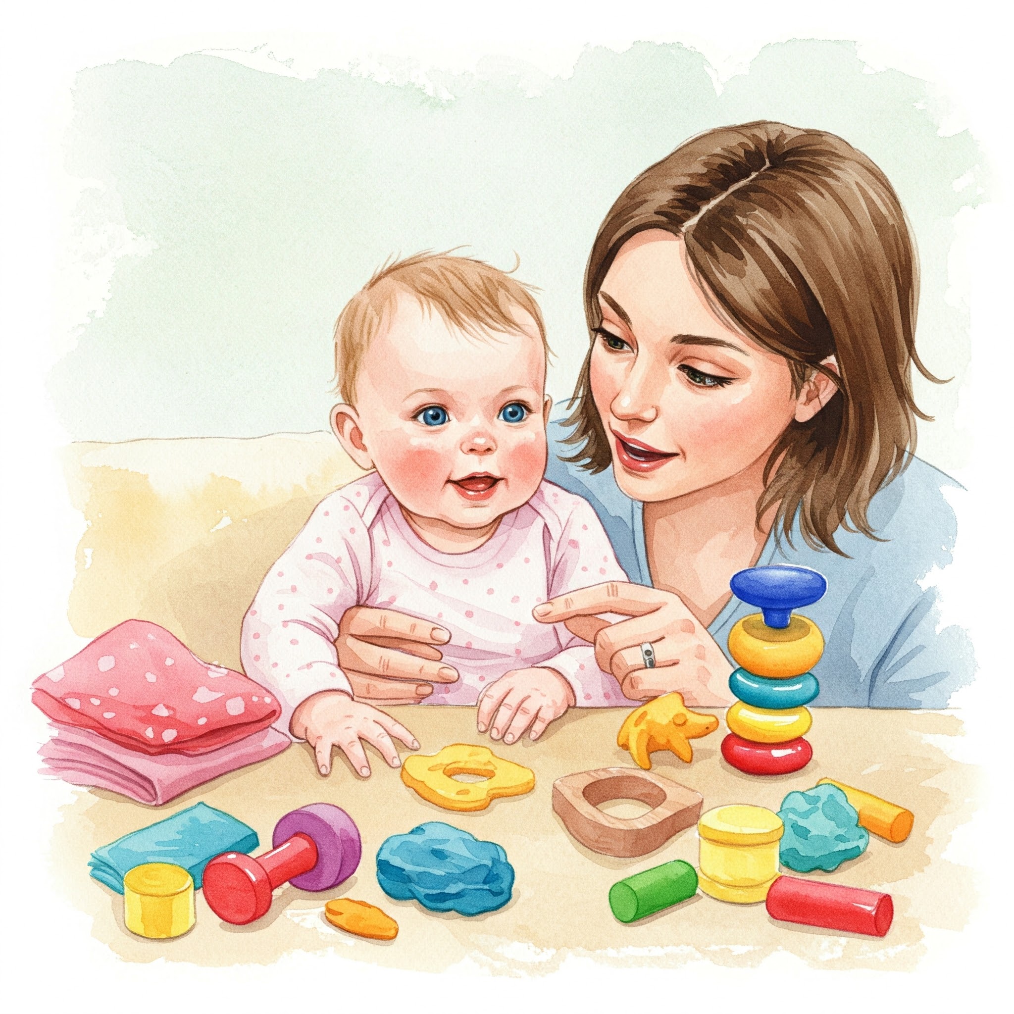 촉감놀이 중인 아이와 엄마