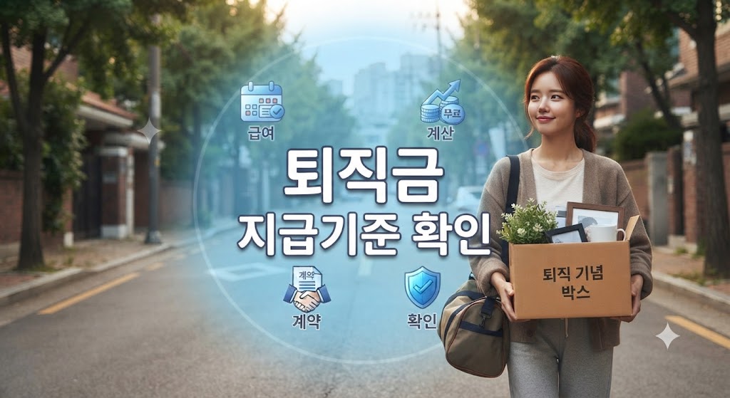 회사를 2년 다니고 퇴직할 때 퇴직금을 받고 집으로 돌아가는 모습