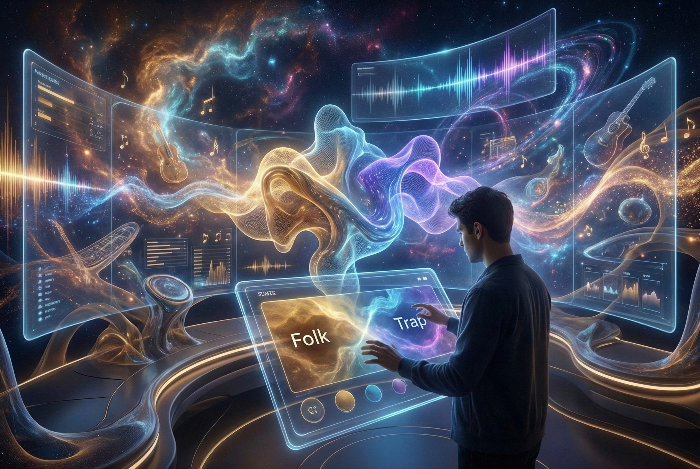 AI 기술과 결합하여 개인화된 장르 믹싱 시대를 여는 에클레틱 사운드의 미래 비전.