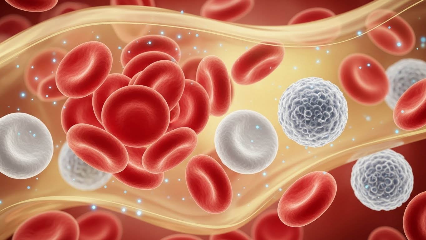 인체-혈액-구성을-확대하여-보여주는-사실적-의학-일러스트레이션입니다.