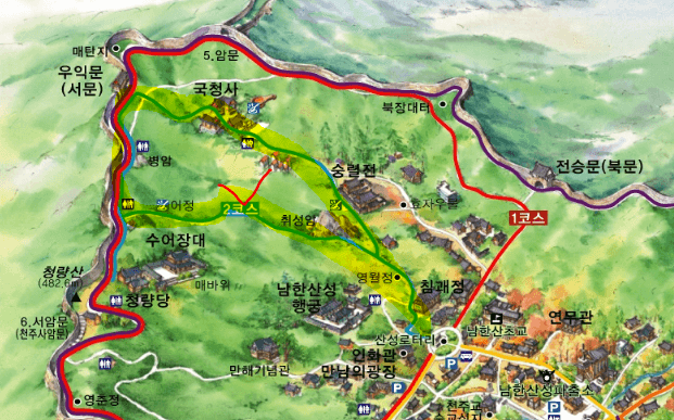 남한산성 지도 및 주차장