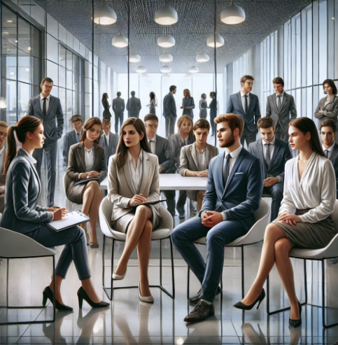 면접을 보는 청년들