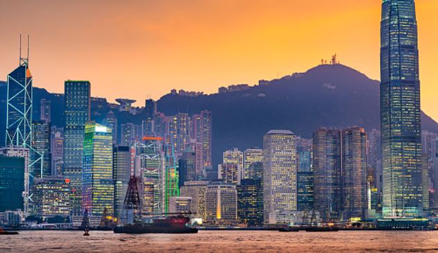 홍콩의 아름다운 스카이 라인