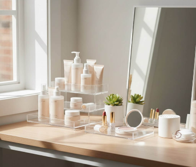 화장대가 정리되어 있는 사진