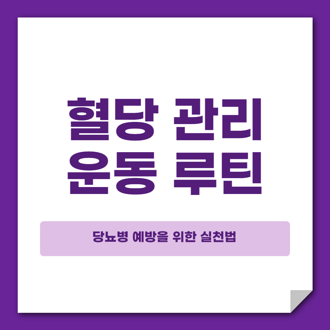 혈당관리운동루틴