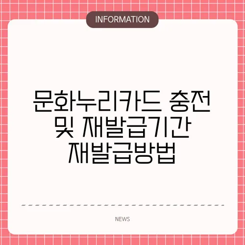 문화누리카드 충전 및 재발급기간 재발급방법