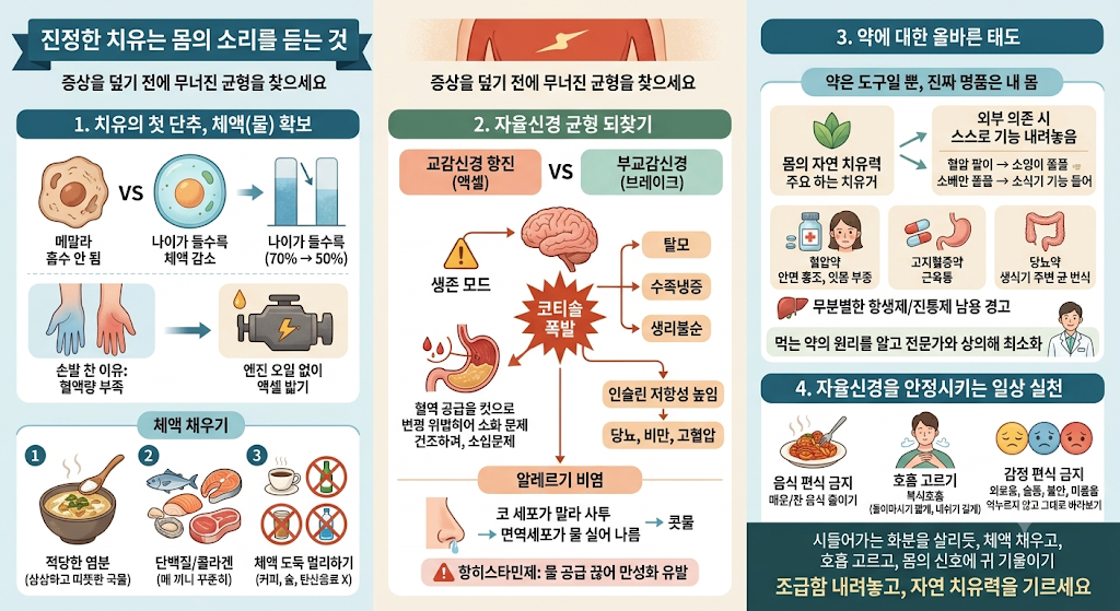 약에 대한 치유보다 자율 신경 치료 방법에 대한 설명
