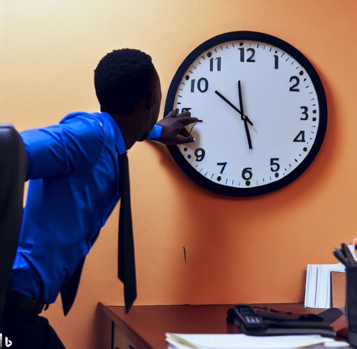 퇴근 시간이 되었다고 알리는 모습