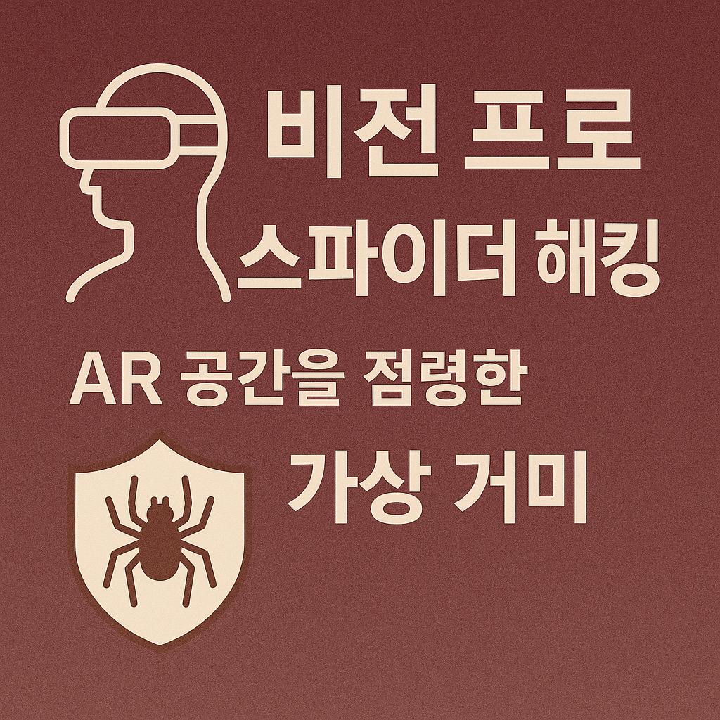 비전프로 스파이더 해킹 사건과 AR 공간을 점령한 가상 거미 사례를 설명하는 대표 이미지
