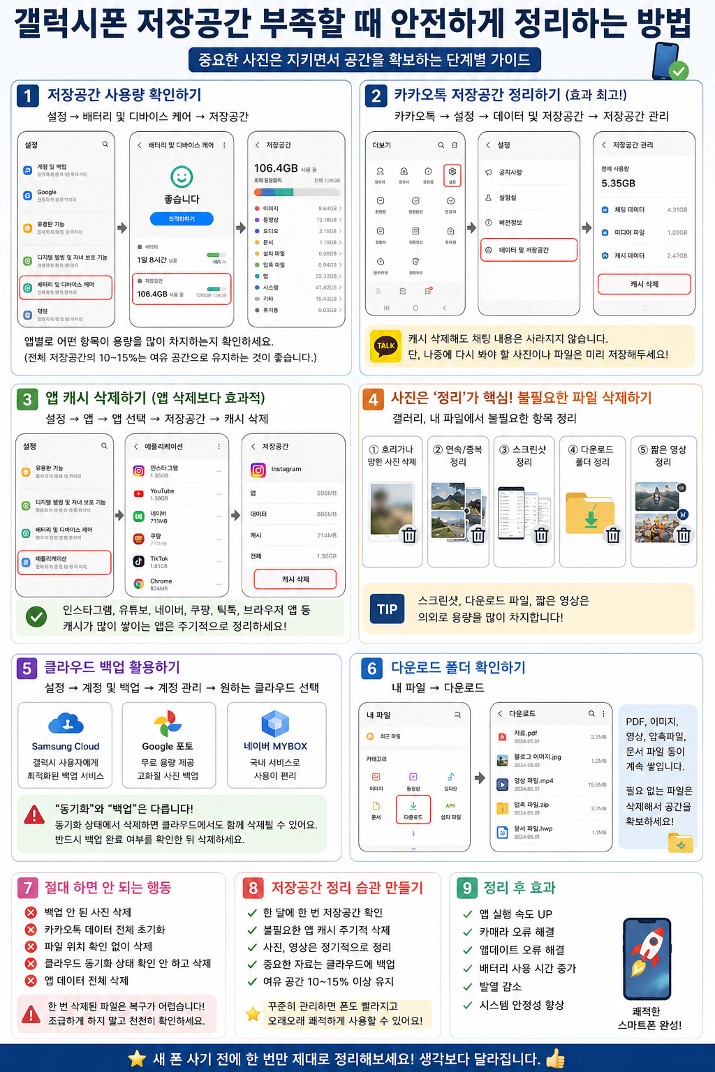 갤럭시폰 저장공간 부족할때 정리방법