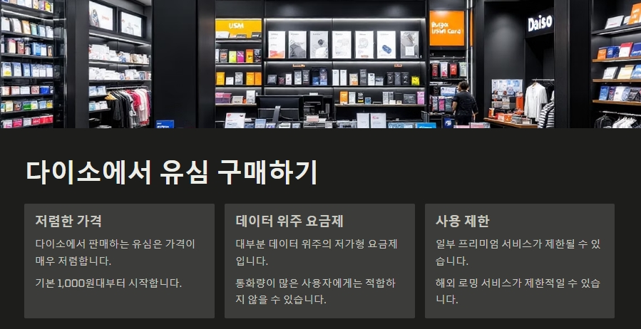 다이소에서 유심 구매하기 설명문