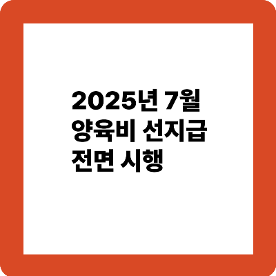 2025.7월 양육비 선지급제 전면 시행