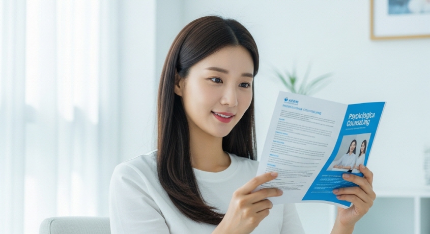 상담 전단지를 든 손