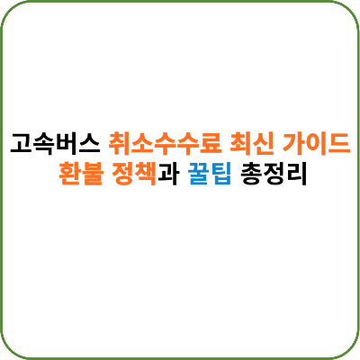 고속버스 취소수수료 최신 가이드 제목 이미지. 환불 정책과 꿀팁 총정리를 강조한 텍스트 기반 디자인.