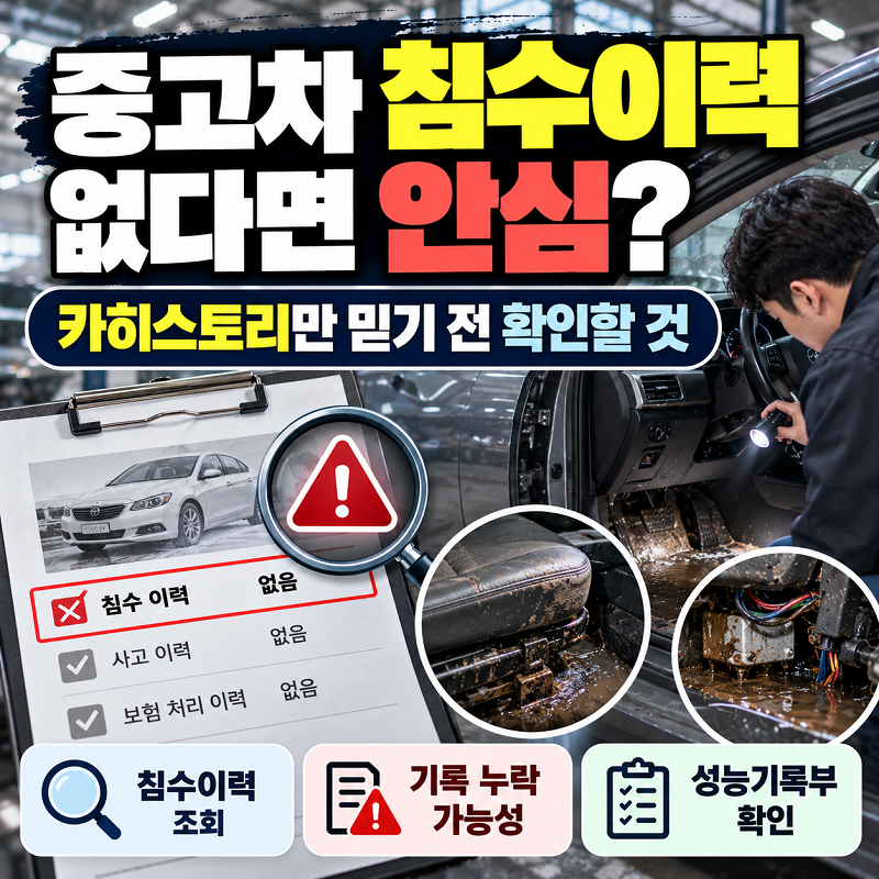 중고차 침수이력 카히스토리 조회와 기록 누락 확인